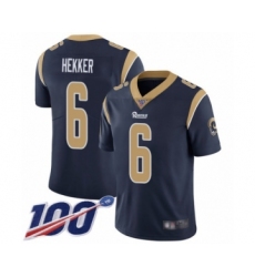 Men's Los Angeles Rams #6 Johnny Hekker Navy Blue Team Color Vapor Untouchable Limited Player 100th Season Football Jersey