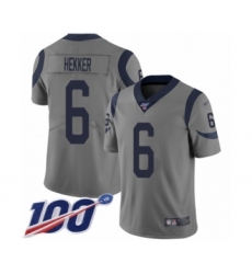 Youth Los Angeles Rams #6 Johnny Hekker Limited Gray Inverted Legend 100th Season Football Jersey