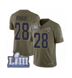 Men's Nike Los Angeles Rams #28 Marshall Faulk Limited Olive 2017 Salute to Service Super Bowl LIII Bound NFL Jersey