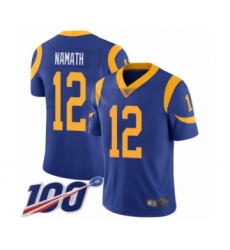 Men's Los Angeles Rams #12 Joe Namath Royal Blue Alternate Vapor Untouchable Limited Player 100th Season Football Jersey