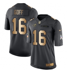 Youth Nike Los Angeles Rams #16 Jared Goff Limited Black/Gold Salute to Service NFL Jersey