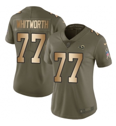 Women's Nike Los Angeles Rams #77 Andrew Whitworth Limited Olive/Gold 2017 Salute to Service NFL Jersey