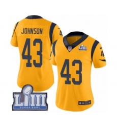Women's Nike Los Angeles Rams #43 John Johnson Limited Gold Rush Vapor Untouchable Super Bowl LIII Bound NFL Jersey