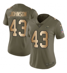 Women's Nike Los Angeles Rams #43 John Johnson Limited Olive/Gold 2017 Salute to Service NFL Jersey