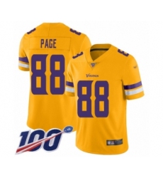 Youth Minnesota Vikings #88 Alan Page Limited Gold Inverted Legend 100th Season Football Jersey