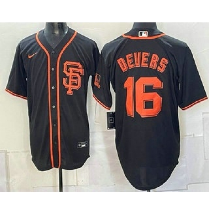 Men's San Francisco Giants #16 Rafael Devers Black Cool Base Jersey