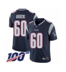 Men's New England Patriots #60 David Andrews Navy Blue Team Color Vapor Untouchable Limited Player 100th Season Football Jersey