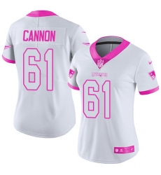 Women's Nike New England Patriots #61 Marcus Cannon Limited White/Pink Rush Fashion NFL Jersey