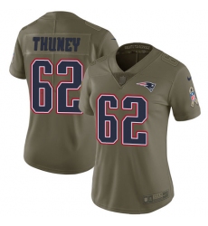 Women's Nike New England Patriots #62 Joe Thuney Limited Olive 2017 Salute to Service NFL Jersey