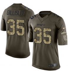 Men's Nike New England Patriots #35 Mike Gillislee Elite Green Salute to Service NFL Jersey