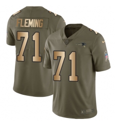Men's Nike New England Patriots #71 Cameron Fleming Limited Olive/Gold 2017 Salute to Service NFL Jersey