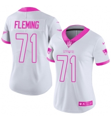 Women's Nike New England Patriots #71 Cameron Fleming Limited White/Pink Rush Fashion NFL Jersey