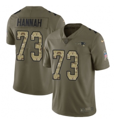 Youth Nike New England Patriots #73 John Hannah Limited Olive/Camo 2017 Salute to Service NFL Jersey