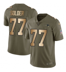 Men's Nike New England Patriots #77 Nate Solder Limited Olive/Gold 2017 Salute to Service NFL Jersey