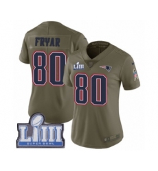 Women's Nike New England Patriots #80 Irving Fryar Limited Olive 2017 Salute to Service Super Bowl LIII Bound NFL Jersey