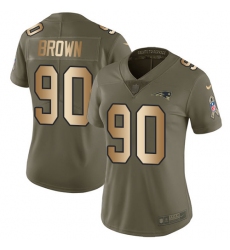 Women's Nike New England Patriots #90 Malcom Brown Limited Olive/Gold 2017 Salute to Service NFL Jersey