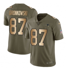 Men's Nike New England Patriots #87 Rob Gronkowski Limited Olive/Gold 2017 Salute to Service NFL Jersey