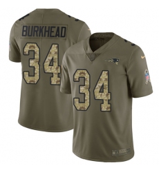 Men's Nike New England Patriots #34 Rex Burkhead Limited Olive/Camo 2017 Salute to Service NFL Jersey