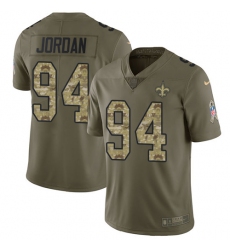 Men's Nike New Orleans Saints #94 Cameron Jordan Limited Olive/Camo 2017 Salute to Service NFL Jersey