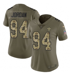 Women's Nike New Orleans Saints #94 Cameron Jordan Limited Olive/Camo 2017 Salute to Service NFL Jersey