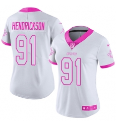 Women's Nike New Orleans Saints #91 Trey Hendrickson Limited White/Pink Rush Fashion NFL Jersey