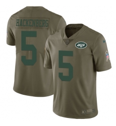 Youth Nike New York Jets #5 Christian Hackenberg Limited Olive 2017 Salute to Service NFL Jersey
