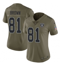 Women's Nike Oakland Raiders #81 Tim Brown Limited Olive 2017 Salute to Service NFL Jersey