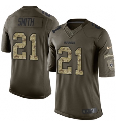 Youth Nike Oakland Raiders #21 Sean Smith Elite Green Salute to Service NFL Jersey