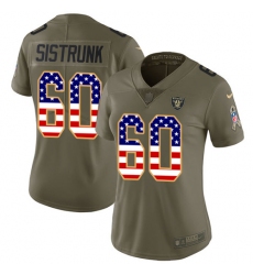 Women's Nike Oakland Raiders #60 Otis Sistrunk Limited Olive/USA Flag 2017 Salute to Service NFL Jersey