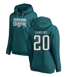Women's Nike Philadelphia Eagles #20 Brian Dawkins Green Super Bowl LII Champions Pullover Hoodie