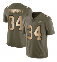 Youth Nike Philadelphia Eagles #34 Donnel Pumphrey Limited Olive/Gold 2017 Salute to Service NFL Jersey