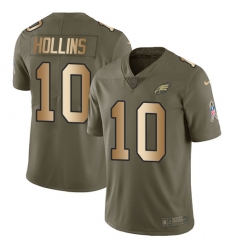 Men's Nike Philadelphia Eagles #10 Mack Hollins Limited Olive/Gold 2017 Salute to Service NFL Jersey
