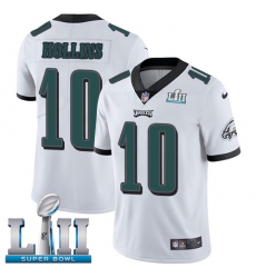 Men's Nike Philadelphia Eagles #10 Mack Hollins White Vapor Untouchable Limited Player Super Bowl LII NFL Jersey
