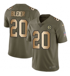 Youth Nike Pittsburgh Steelers #20 Rocky Bleier Limited Olive/Gold 2017 Salute to Service NFL Jersey