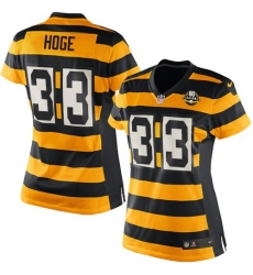 Women's Nike Pittsburgh Steelers #33 Merril Hoge Limited Yellow/Black Alternate 80TH Anniversary Throwback NFL Jersey
