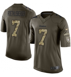 Men's Nike Pittsburgh Steelers #7 Ben Roethlisberger Elite Green Salute to Service NFL Jersey