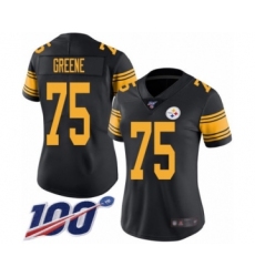 Women's Pittsburgh Steelers #75 Joe Greene Limited Black Rush Vapor Untouchable 100th Season Football Jersey