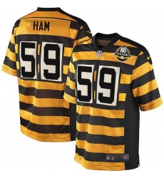 Men's Nike Pittsburgh Steelers #59 Jack Ham Limited Yellow/Black Alternate 80TH Anniversary Throwback NFL Jersey