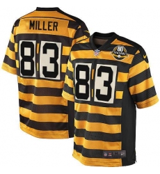 Men's Nike Pittsburgh Steelers #83 Heath Miller Limited Yellow/Black Alternate 80TH Anniversary Throwback NFL Jersey
