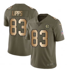 Youth Nike Pittsburgh Steelers #83 Louis Lipps Limited Olive/Gold 2017 Salute to Service NFL Jersey