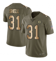 Men's Nike Pittsburgh Steelers #31 Donnie Shell Limited Olive/Gold 2017 Salute to Service NFL Jersey