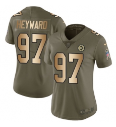 Women's Nike Pittsburgh Steelers #97 Cameron Heyward Limited Olive/Gold 2017 Salute to Service NFL Jersey