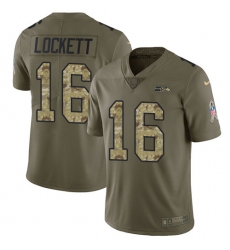 Men's Nike Seattle Seahawks #16 Tyler Lockett Limited Olive/Camo 2017 Salute to Service NFL Jersey