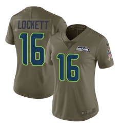 Women's Nike Seattle Seahawks #16 Tyler Lockett Limited Olive 2017 Salute to Service NFL Jersey