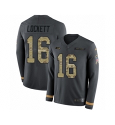 Youth Nike Seattle Seahawks #16 Tyler Lockett Limited Black Salute to Service Therma Long Sleeve NFL Jersey
