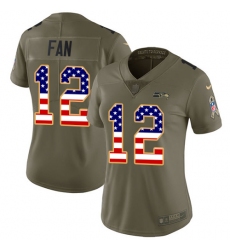 Women's Nike Seattle Seahawks 12th Fan Limited Olive/USA Flag 2017 Salute to Service NFL Jersey