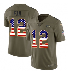 Youth Nike Seattle Seahawks 12th Fan Limited Olive/USA Flag 2017 Salute to Service NFL Jersey