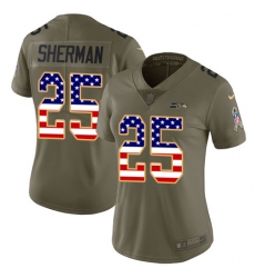 Women's Nike Seattle Seahawks #25 Richard Sherman Limited Olive/USA Flag 2017 Salute to Service NFL Jersey