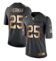 Youth Nike Seattle Seahawks #25 Richard Sherman Limited Black/Gold Salute to Service NFL Jersey