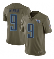 Men's Nike Tennessee Titans #9 Steve McNair Limited Olive 2017 Salute to Service NFL Jersey